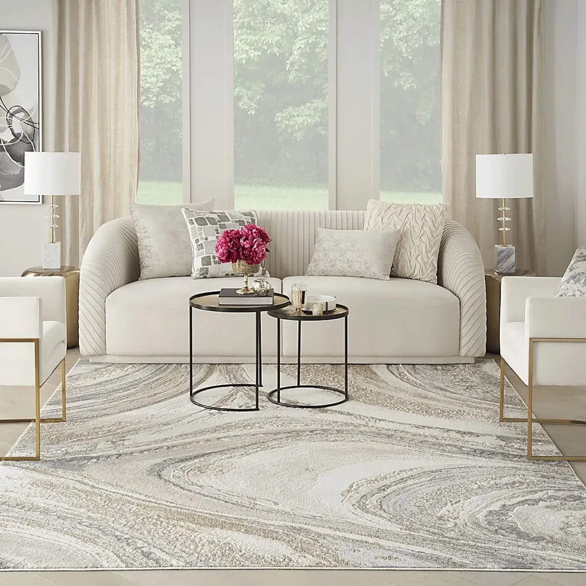 Dephia Cream/Gray 5'3 x 7'3 Rug