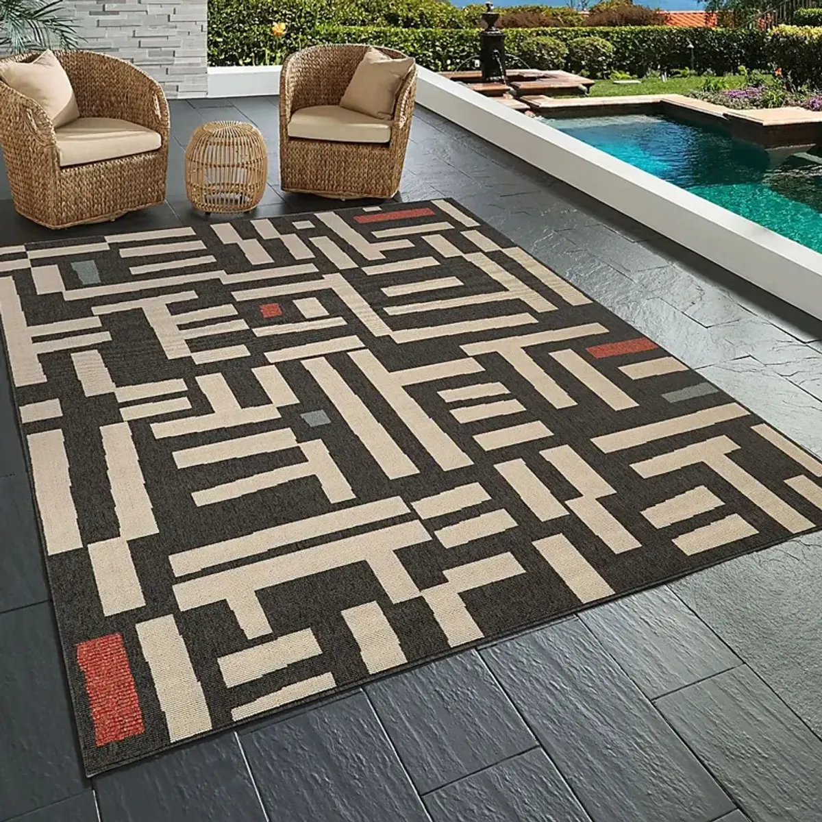 Evette Rios Swanton Black 5' x 7' Indoor/Outdoor Rug