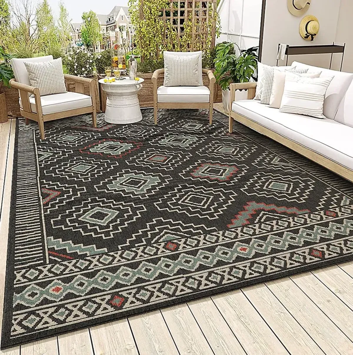 Evette Rios Boltan Black 5' x 7' Indoor/Outdoor Rug