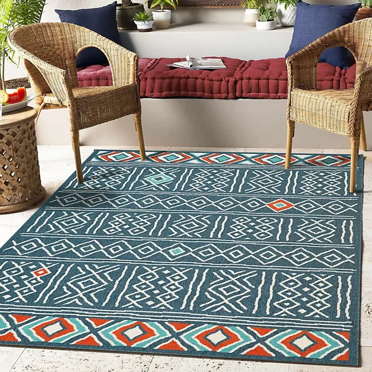 Evette Rios Jaspen Blue 5' x 7' Indoor/Outdoor Rug