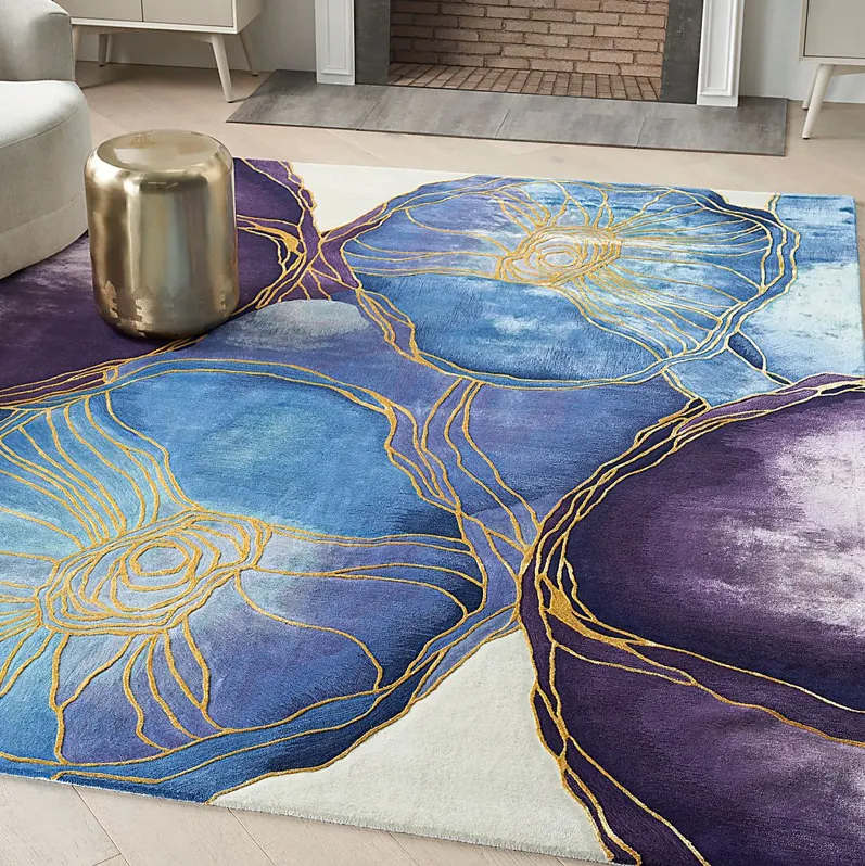 Haebao Blue/Gold 5'6 x 7'5 Rug