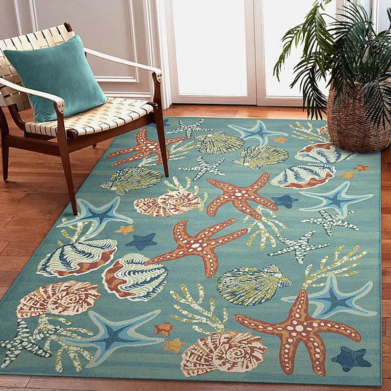 Starburn Aqua 4'10 x 7'6 Indoor/Outdoor Rug