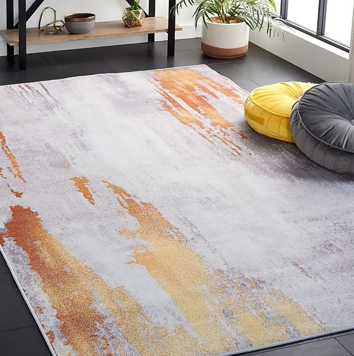 Ichana Gray/Rust 5' x 8' Rug