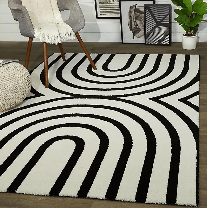 Vedand Black/White 5'3x7' Rug