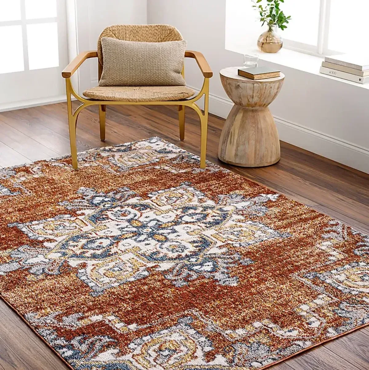 Bungori Orange 5'3 x 7' Area Rug