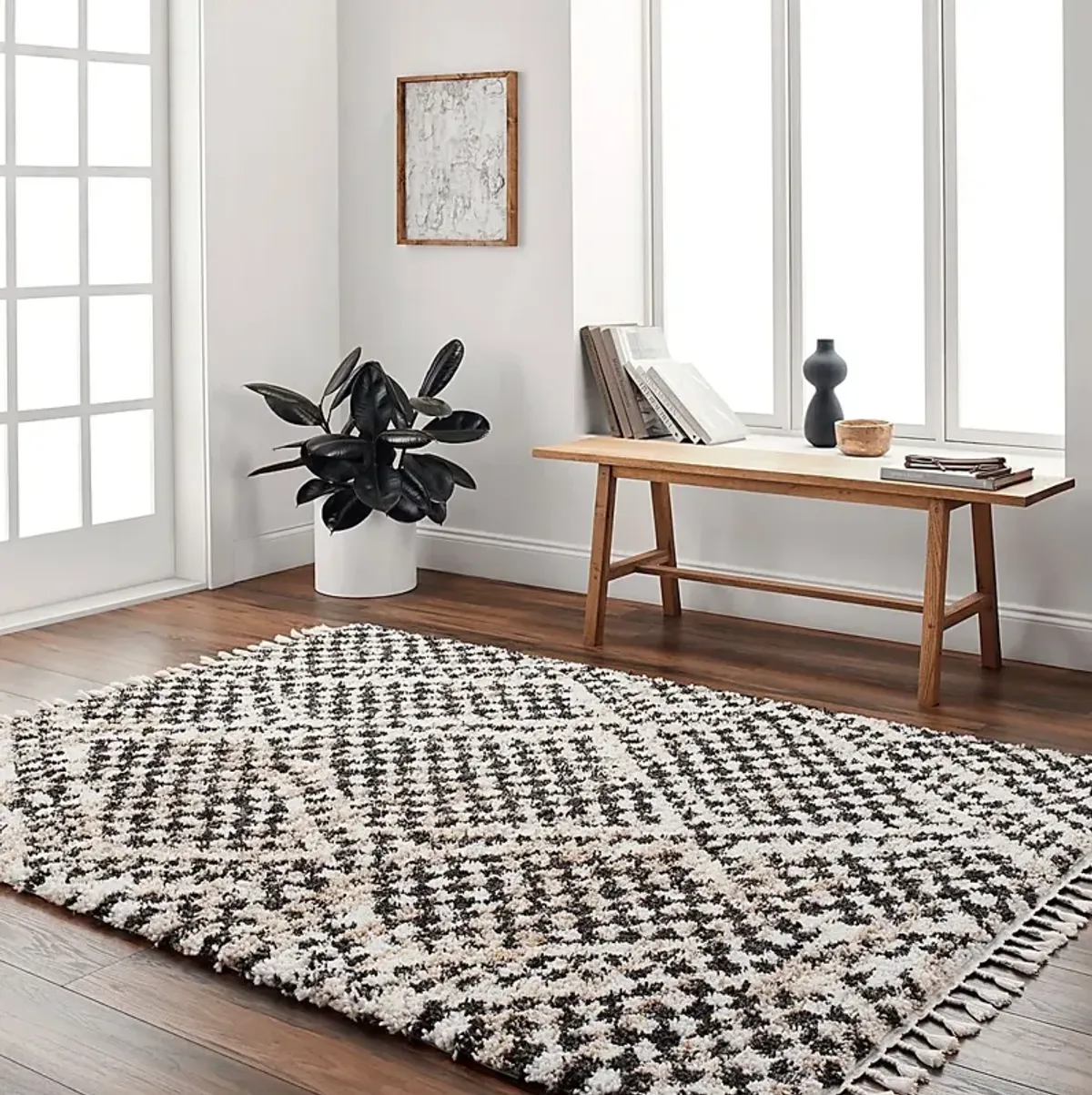 Neena Black 5'3 x 7' Area Rug