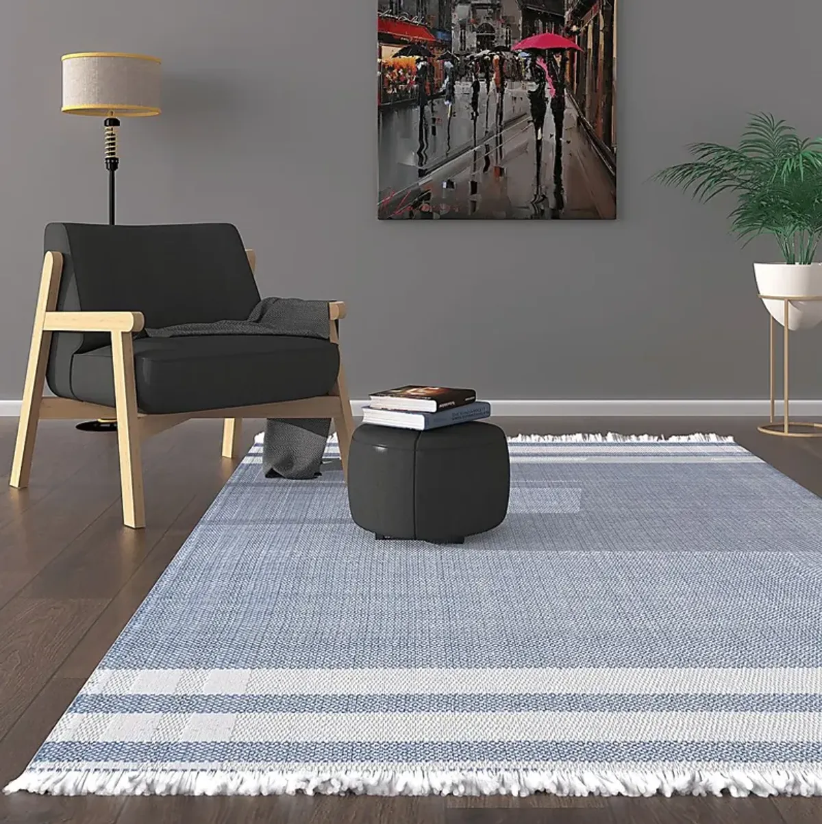 Kebba Blue 5' x 7'9 Indoor/Outdoor Rug