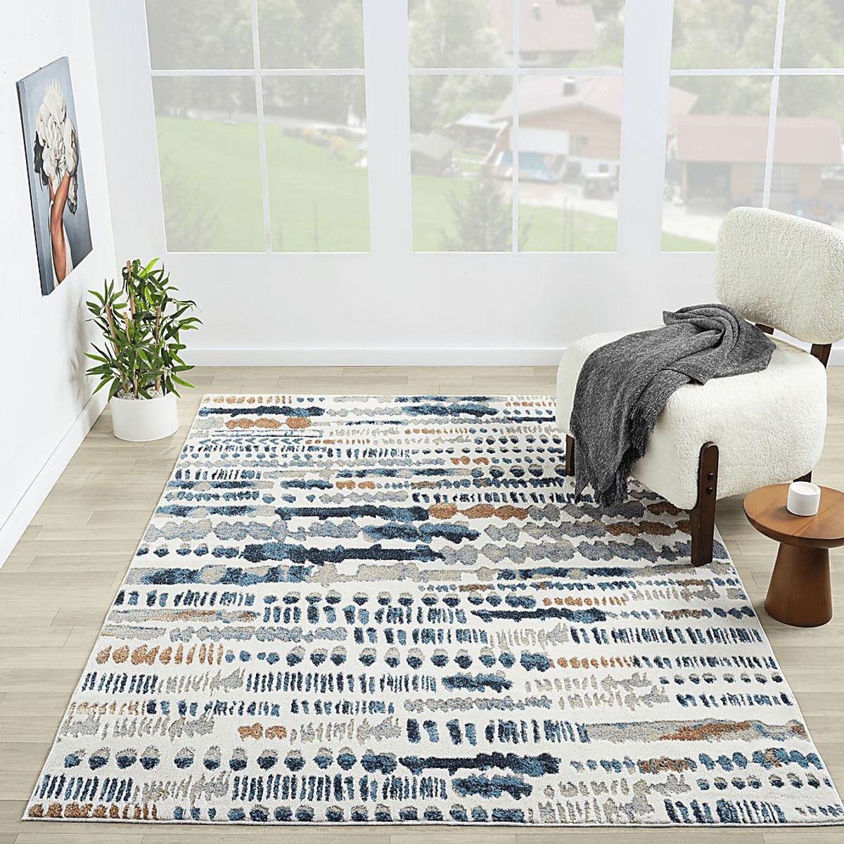 Evette Rios Basili Blue 5'3 x 7' Rug