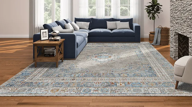 Riverdeen Blue/Brown 5'3 x 7'6 Rug