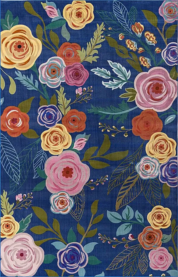 Rosebud Blue 5'3 x 7'10 Rug