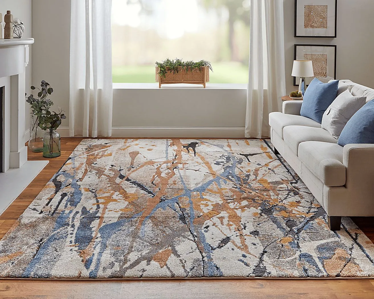 Adrirah Blue/Orange 5'3 x 8' Rug