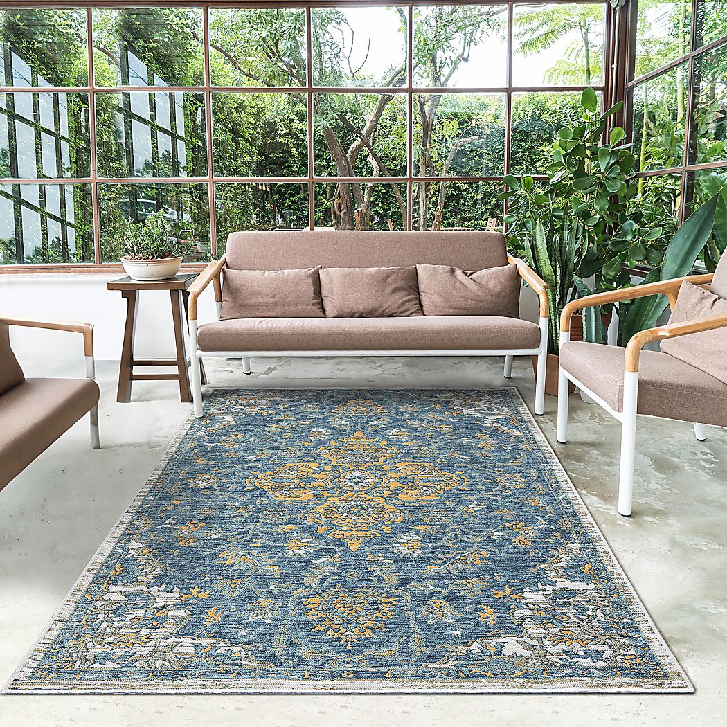 Fadika Blue 5'3 x 7' Indoor/Outdoor Rug