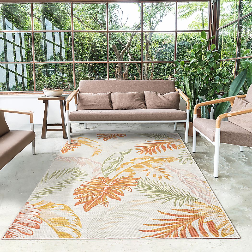 Kakay Bay Orange 5'3 x 7' Indoor/Outdoor Rug