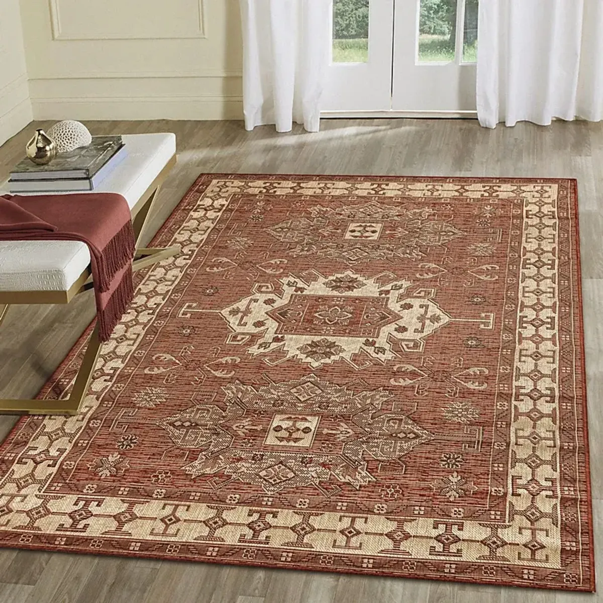 Bannigan Red 4'10 x 7'6 Indoor/Outdoor Rug