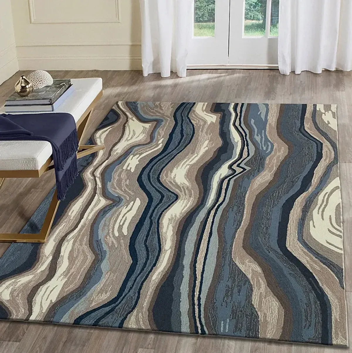 Cossuf Blue 5' x 7'6 Indoor/Outdoor Rug