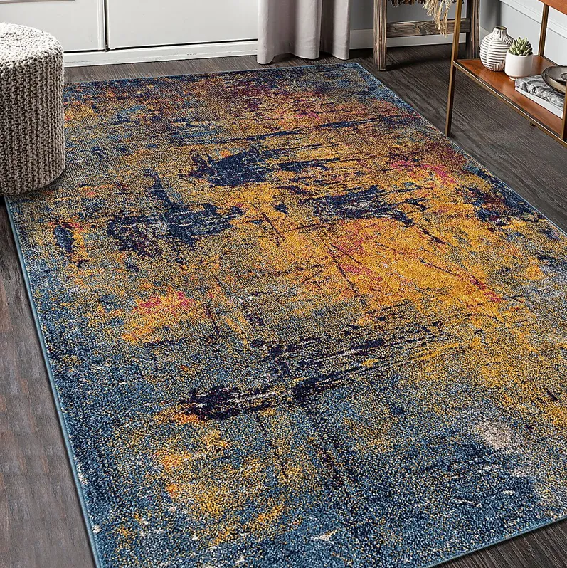 Borve Orange/Navy 5'3 x 7'6 Rug