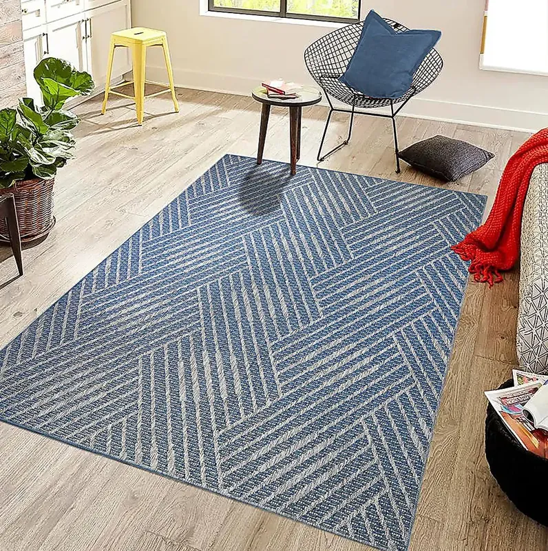 Gamuz Blue 5'3 x 8' Indoor/Outdoor Rug