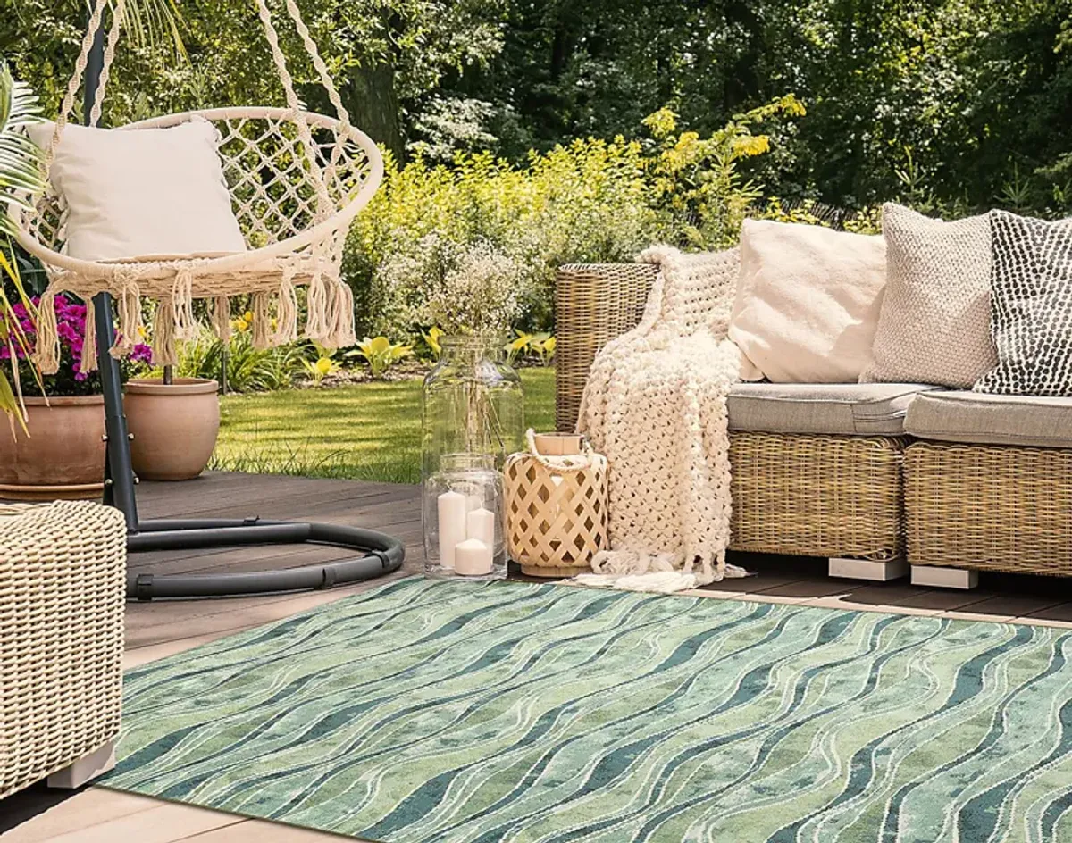 Wimasa Green 4'10 x 7'6 Indoor/Outdoor Rug