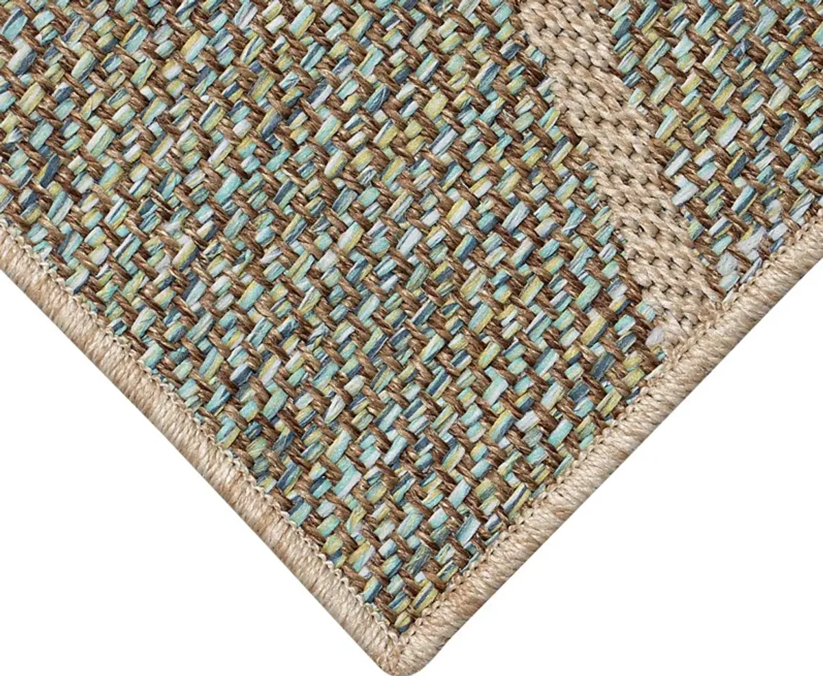 Jilaba Blue 5'3 x 7'3 Indoor/Outdoor Rug