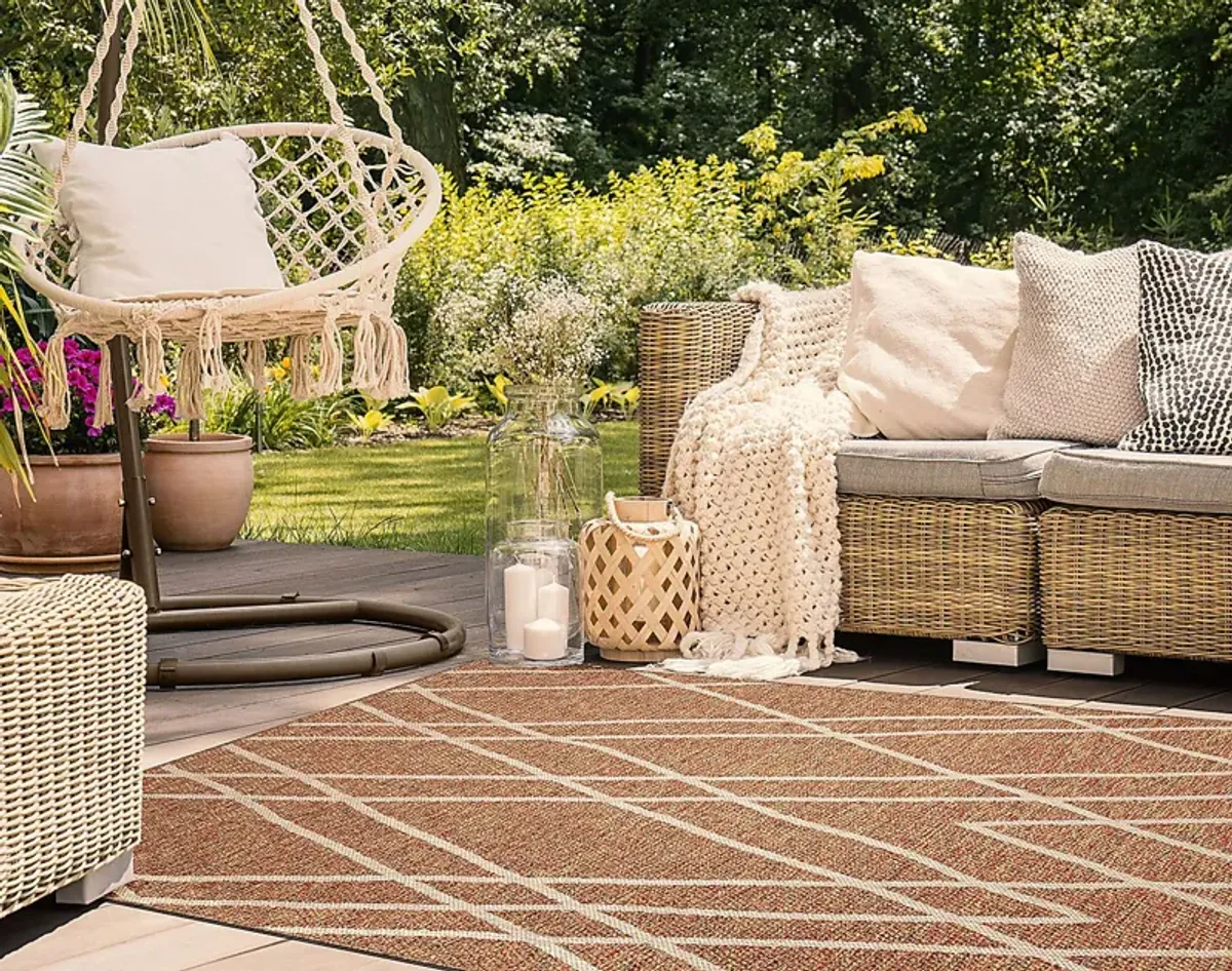 Jilaba Rust 5'3 x 7'3 Indoor/Outdoor Rug