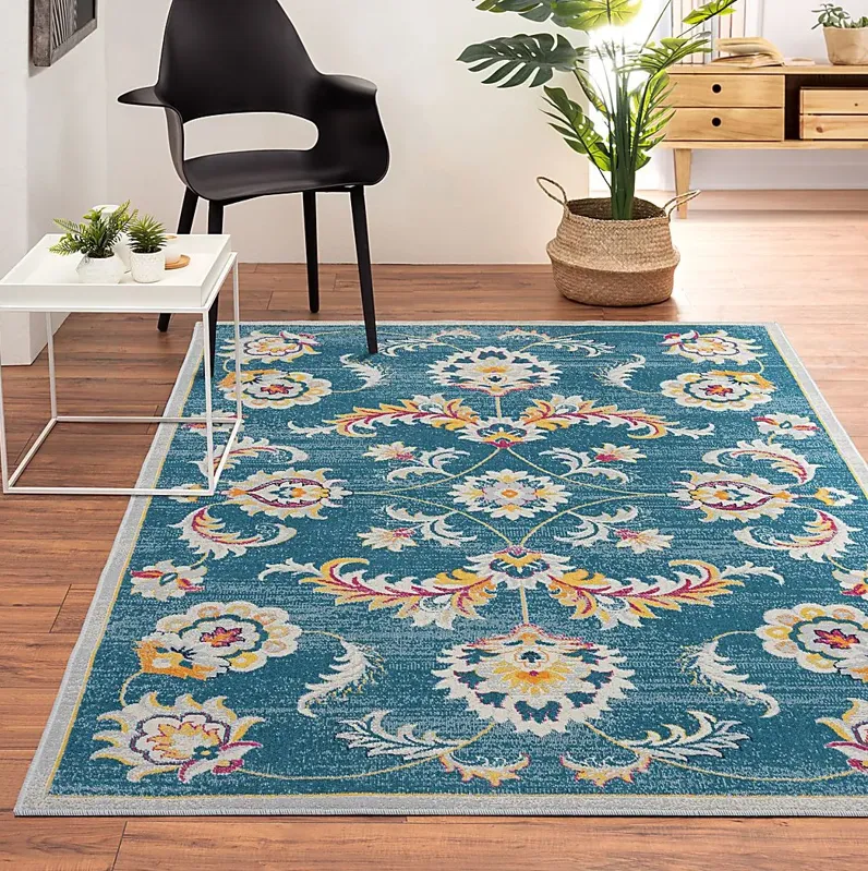 Galmu Blue 5'3 x 7'10 Indoor/Outdoor Rug