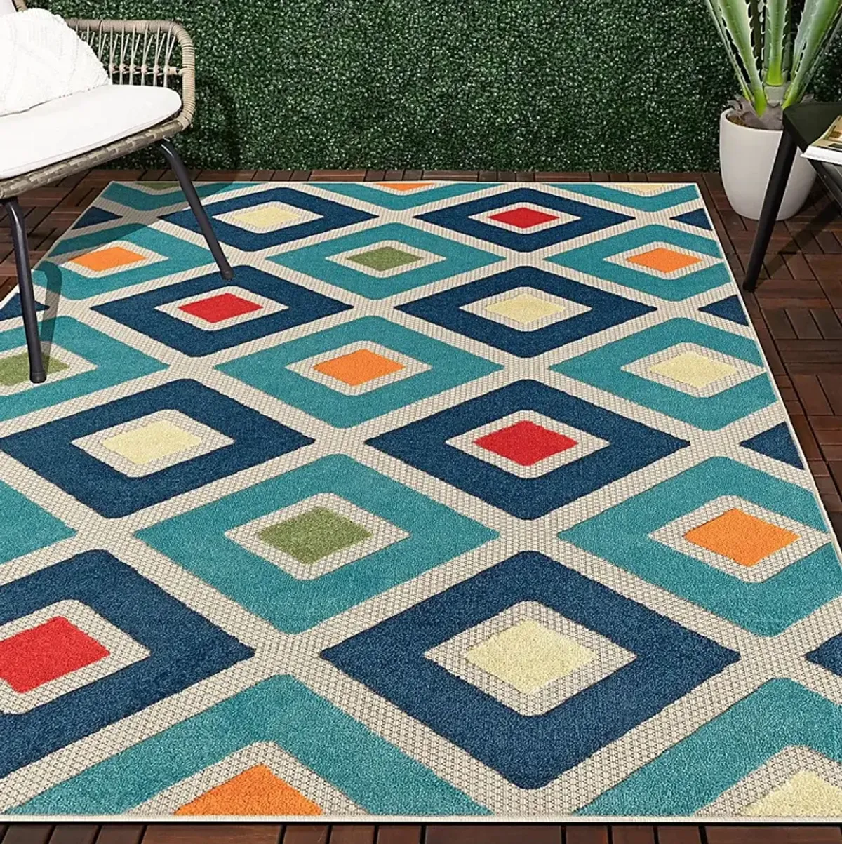 Kerosumu Blue 5' x 8' Indoor/Outdoor Rug