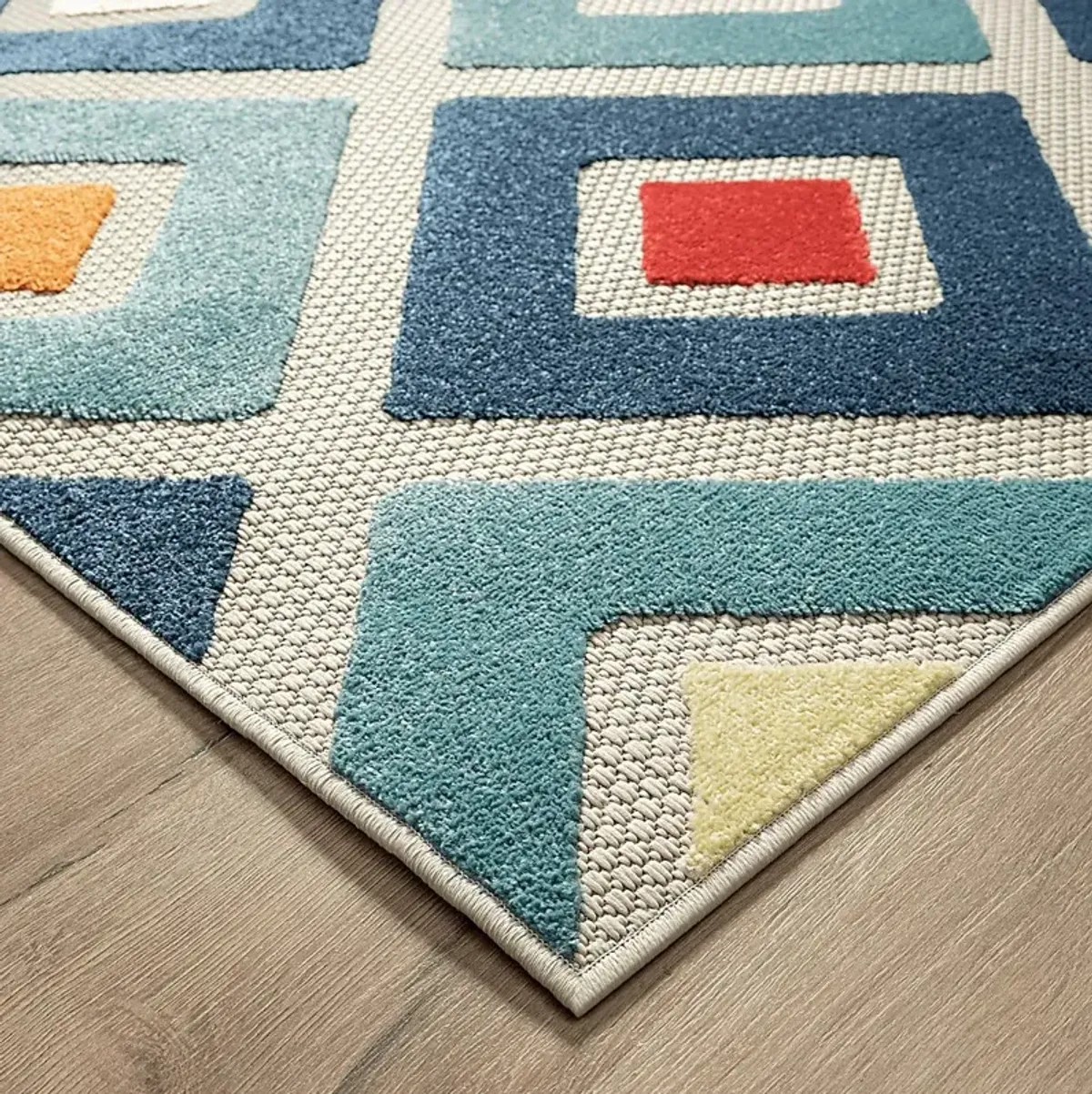 Kerosumu Blue 5' x 8' Indoor/Outdoor Rug