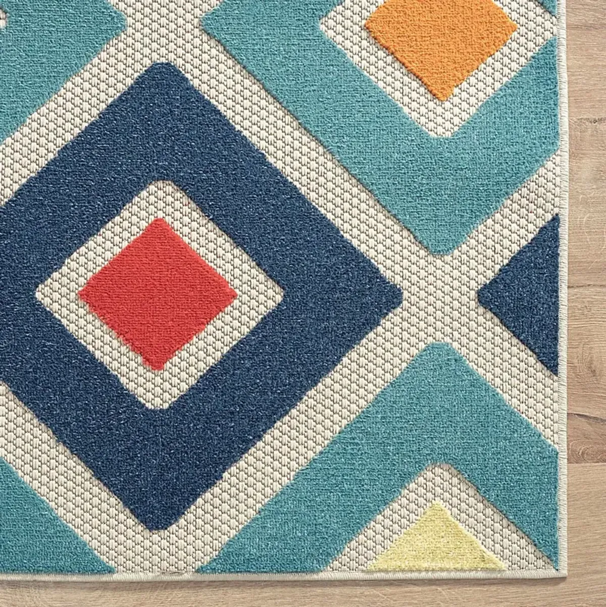 Kerosumu Blue 5' x 8' Indoor/Outdoor Rug