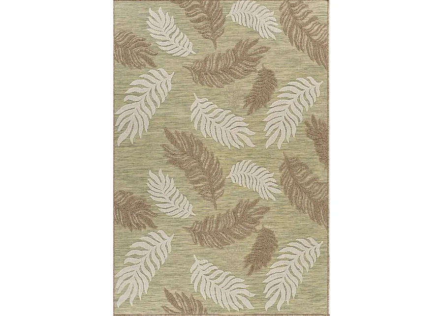 Abuhi Tan/Green 5' x 7' Indoor/Outdoor Rug