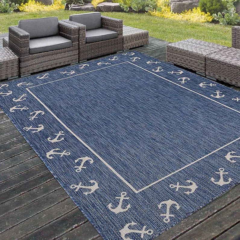 Oyufi Blue 5'3 x 7' Indoor/Outdoor Rug