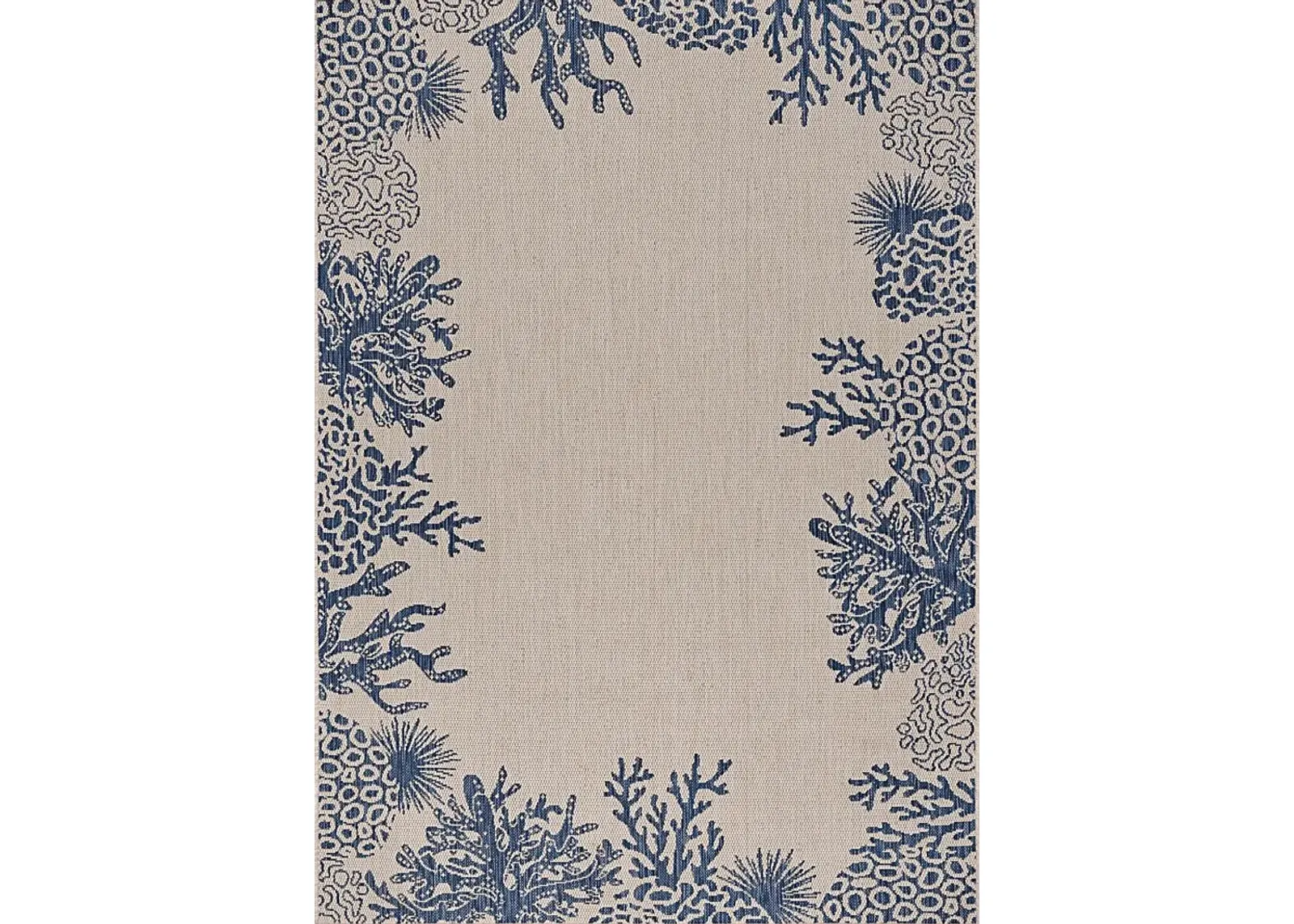 Jidama White/Blue 5'3 x 7' Indoor/Outdoor Rug