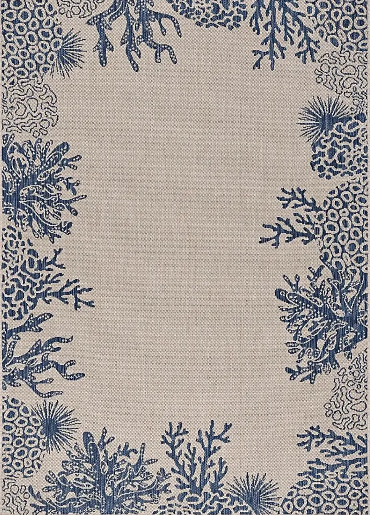 Jidama White/Blue 5'3 x 7' Indoor/Outdoor Rug