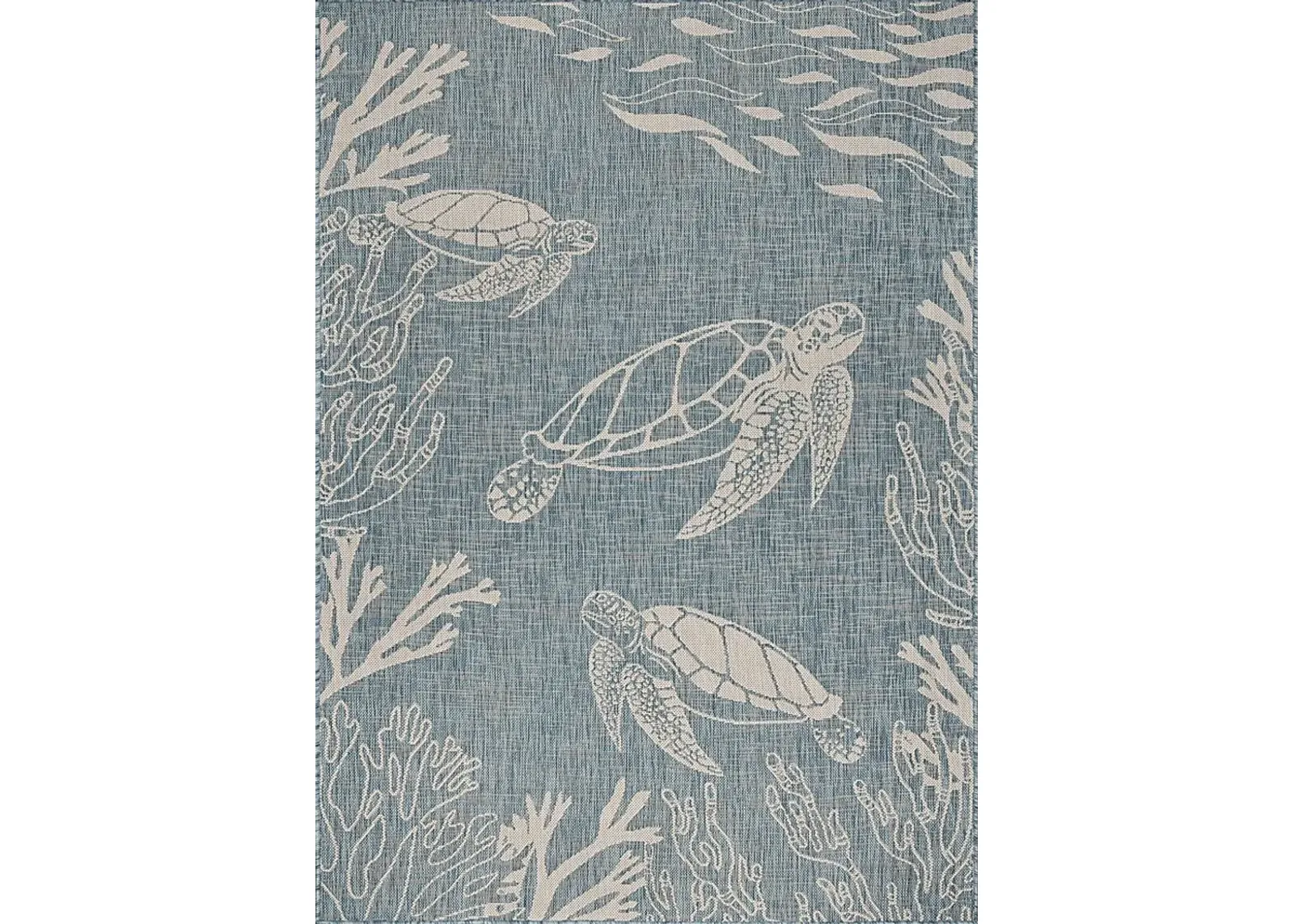 Soweyn Aqua/White 5'3 x 7' Indoor/Outdoor Rug