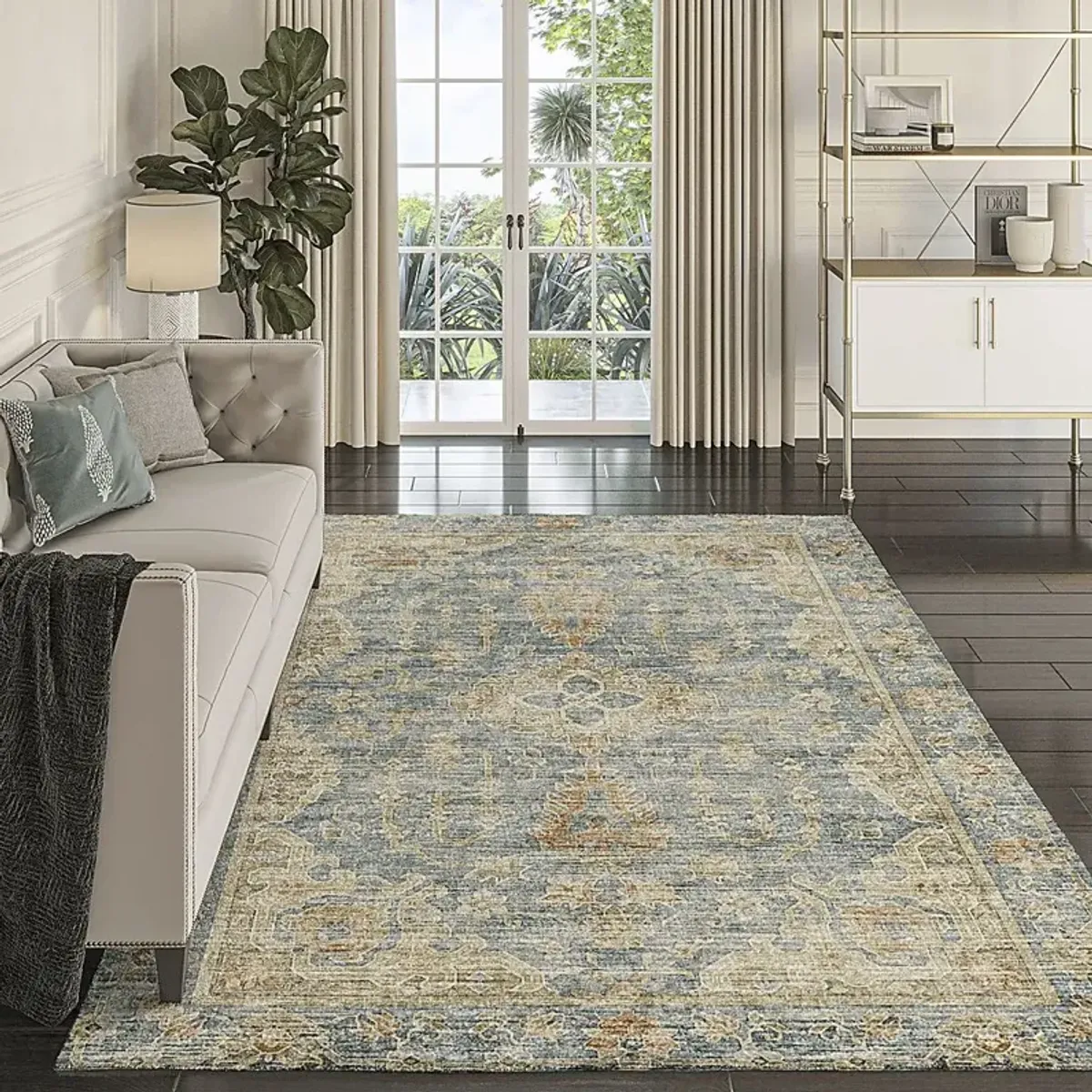 Ponpowa Teal 5' x 7'6 Rug