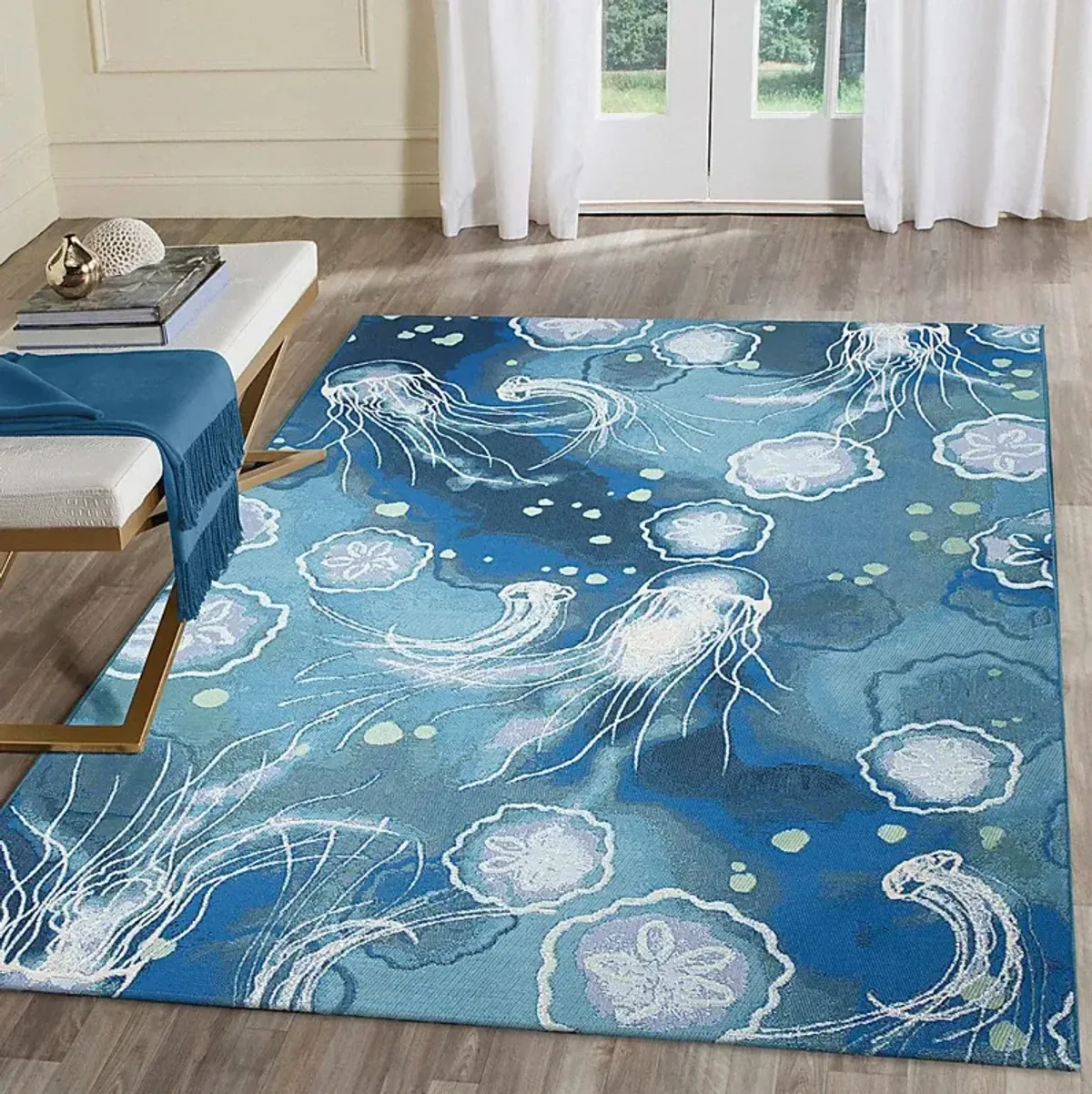 Covenley Blue 6'8 x 9'4 Indoor/Outdoor Rug