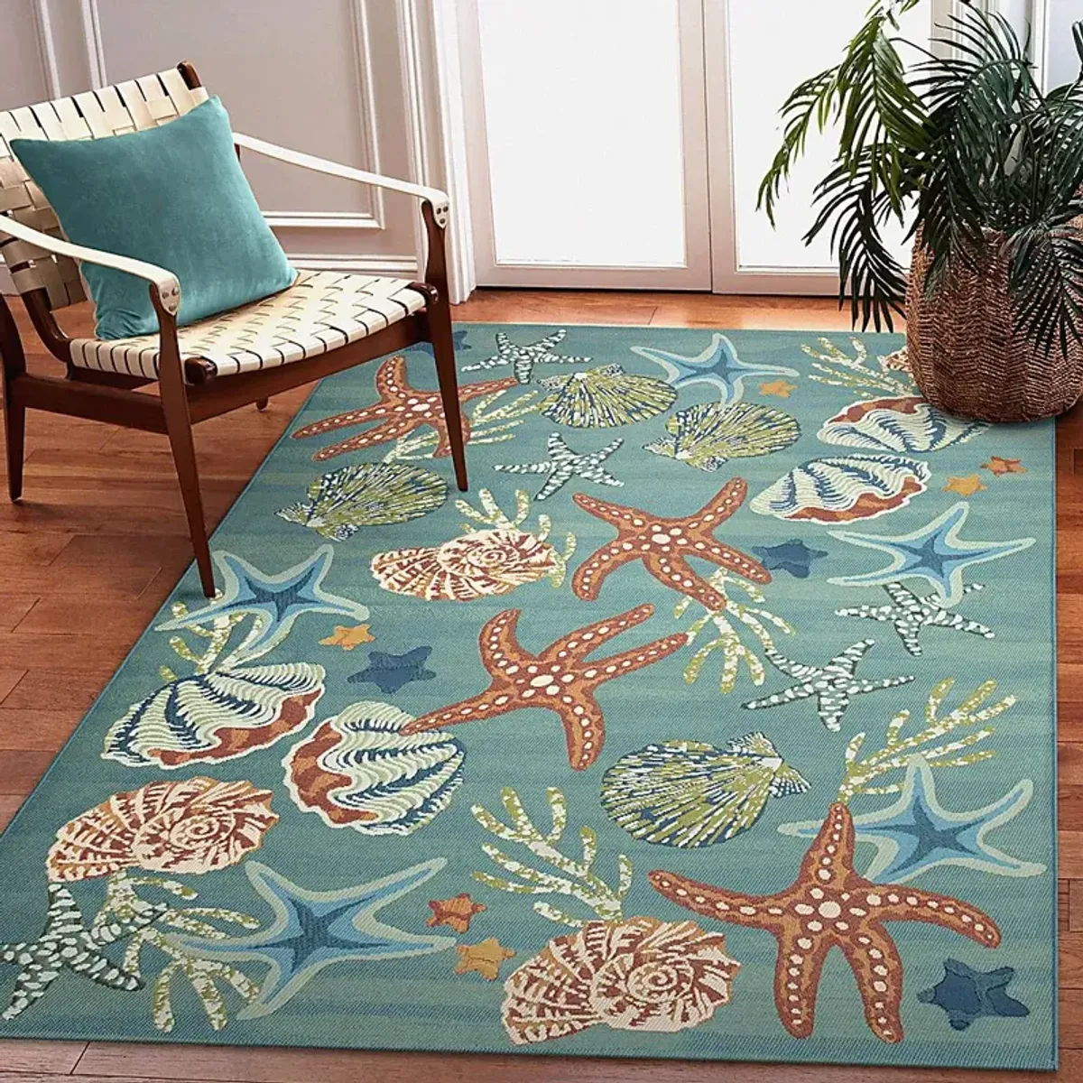 Starburn Aqua 6'8 x 9'4 Indoor/Outdoor Rug