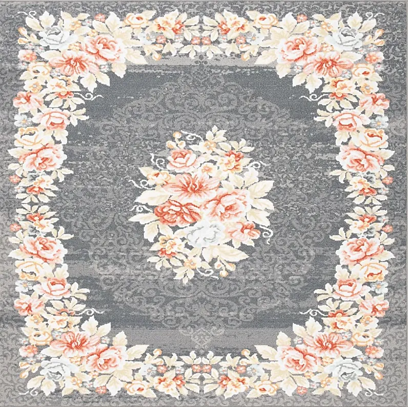 Salistry Gray/Pink 6'7 x 6'7 Square Rug
