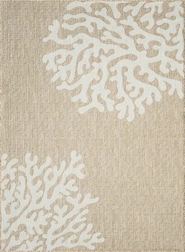 Twilree II Beige 6'6 x 9' Indoor,Outdoor Rug