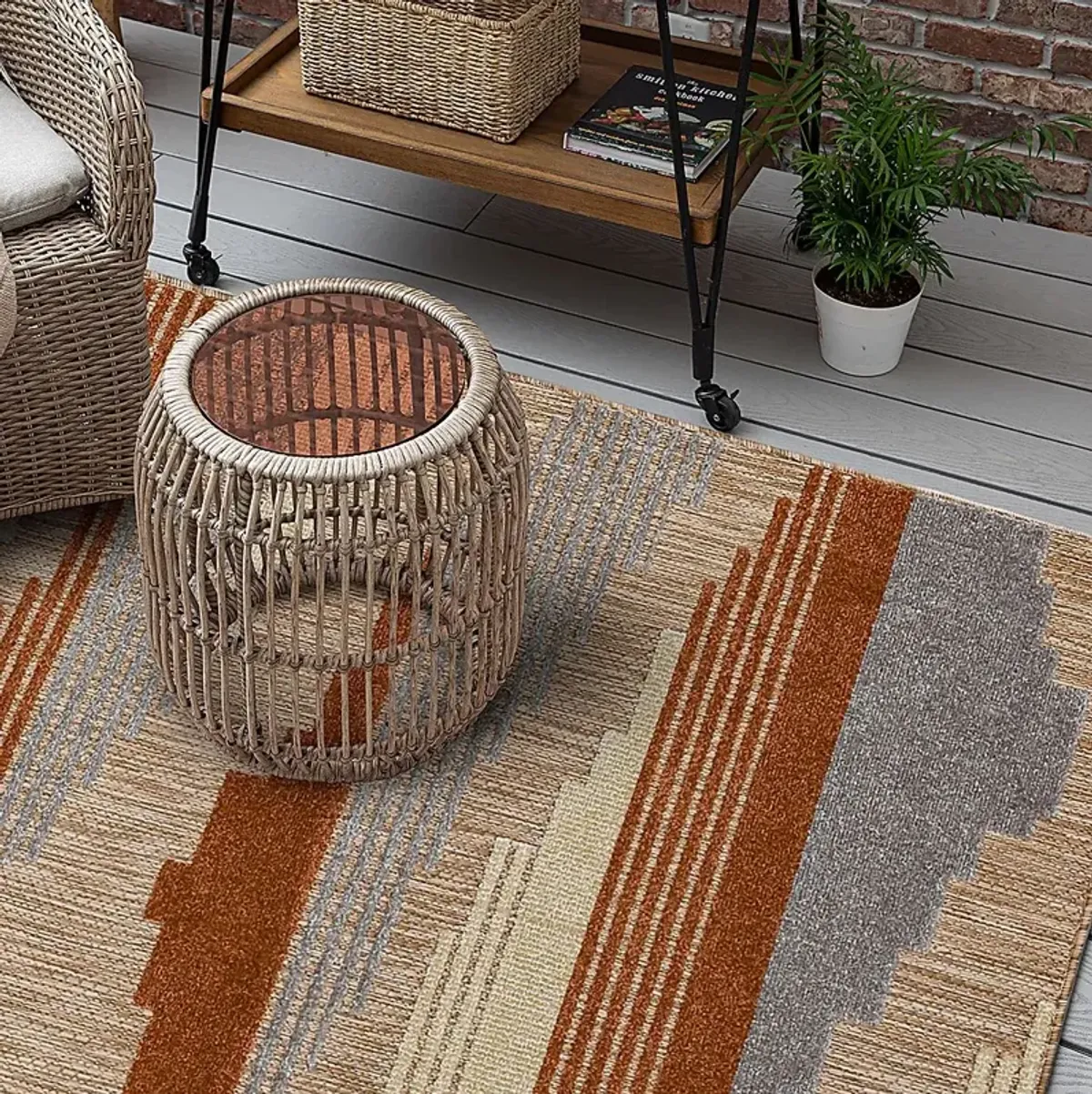 Derose Bay Rust 6' x 9' Indoor/Outdoor Rug