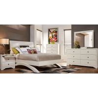 Belcourt White 7 Pc Queen Upholstered Sleigh Arch Bedroom