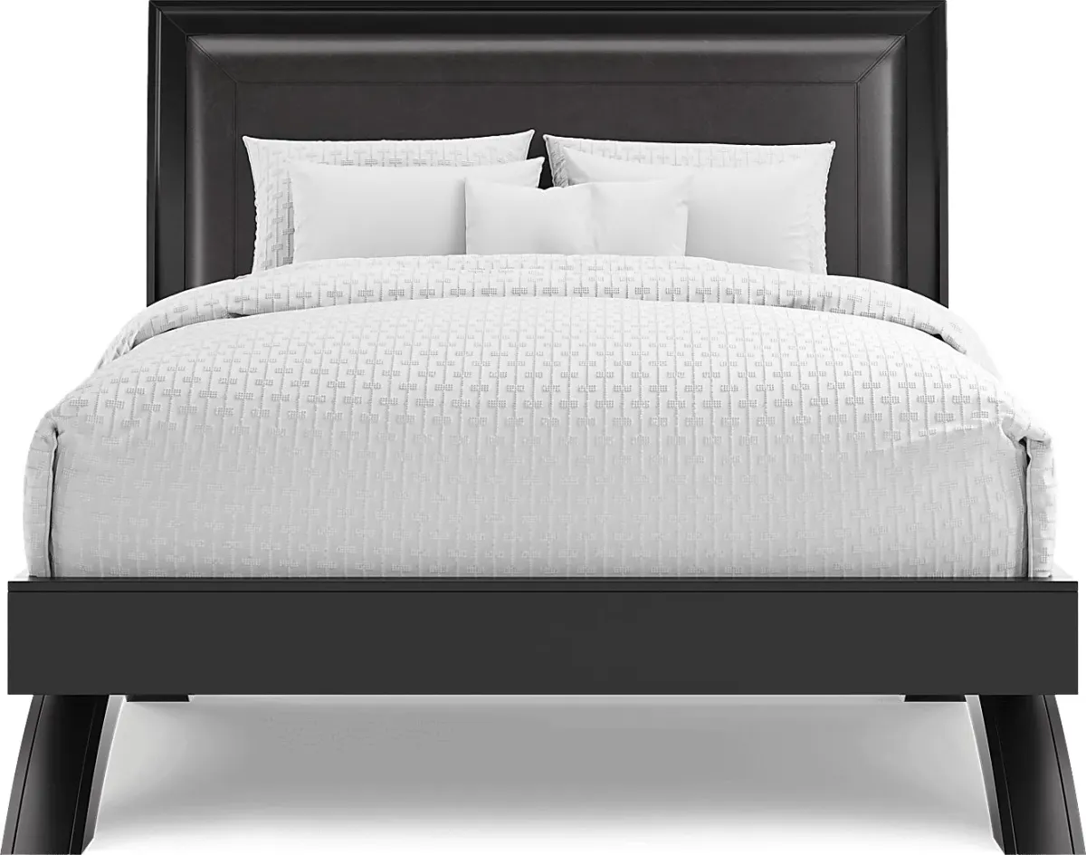 Belcourt Black 7 Pc Queen Upholstered Sleigh Arch Bedroom
