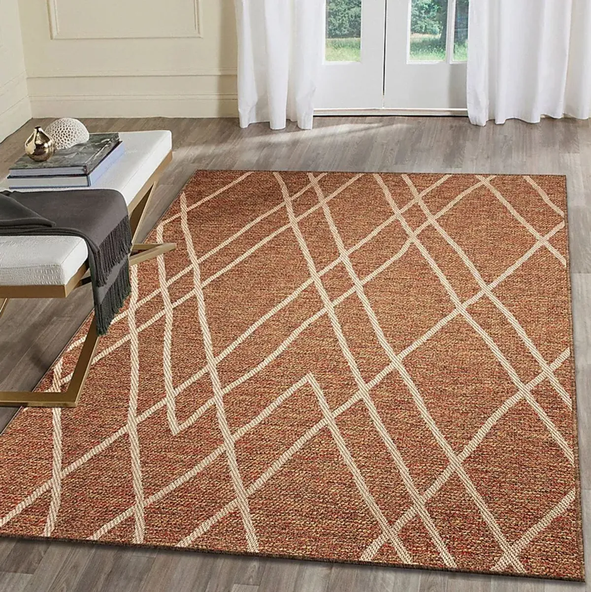 Jilaba Rust 6'6 x 9'4 Indoor/Outdoor Rug