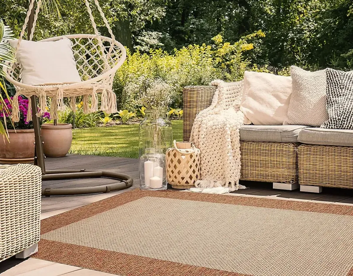 Qarray Rust 6'6 x 9'4 Indoor/Outdoor Rug