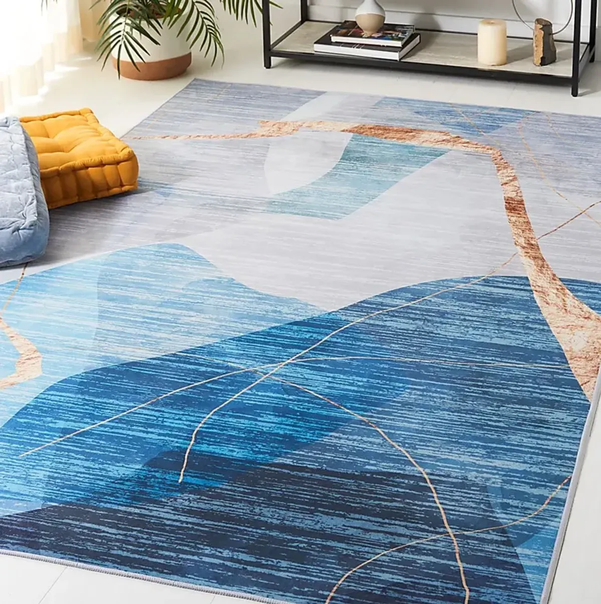 Fician Blue/Gold 6' x 9' Rug