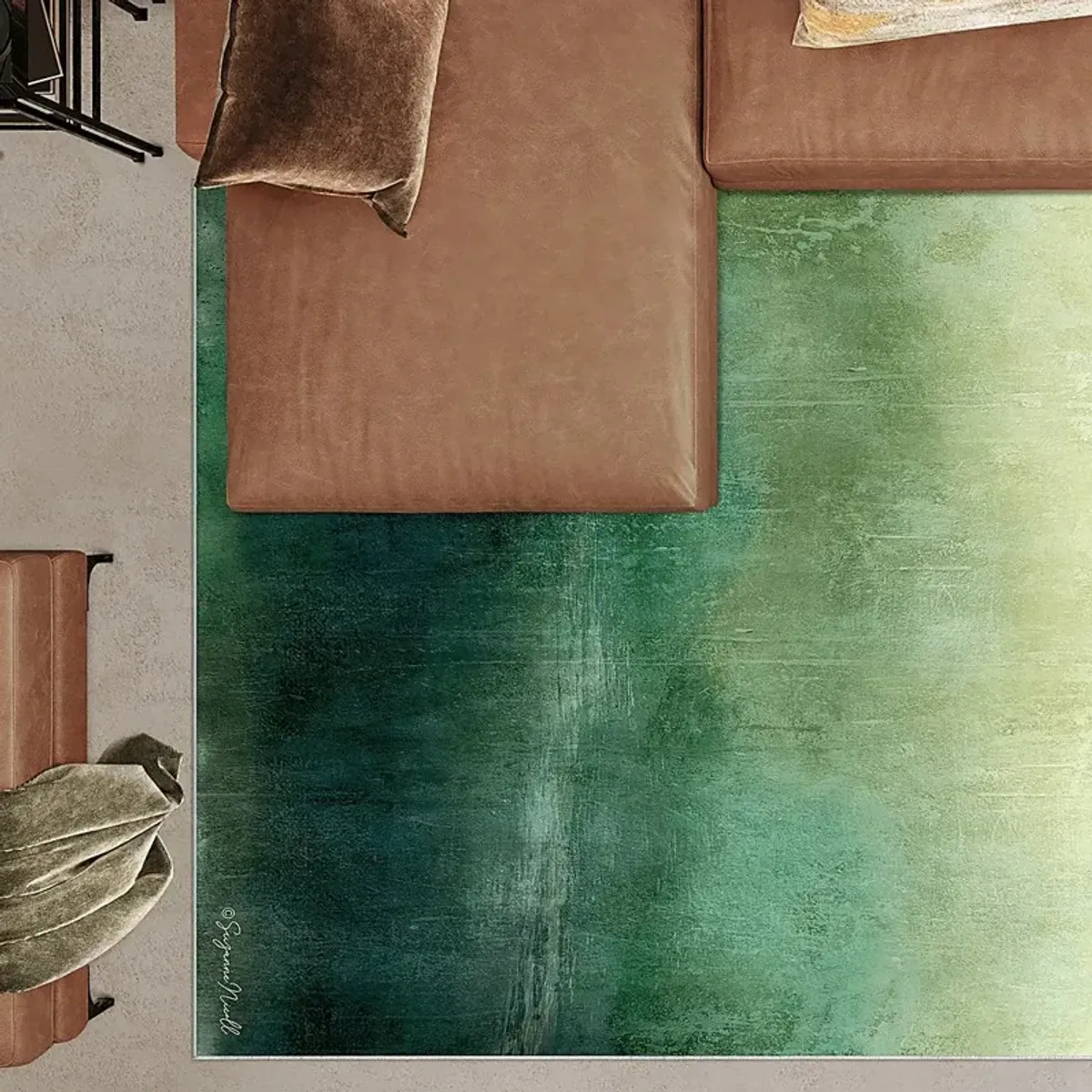 Saulieu Green 7'7 x 10'5 Rug