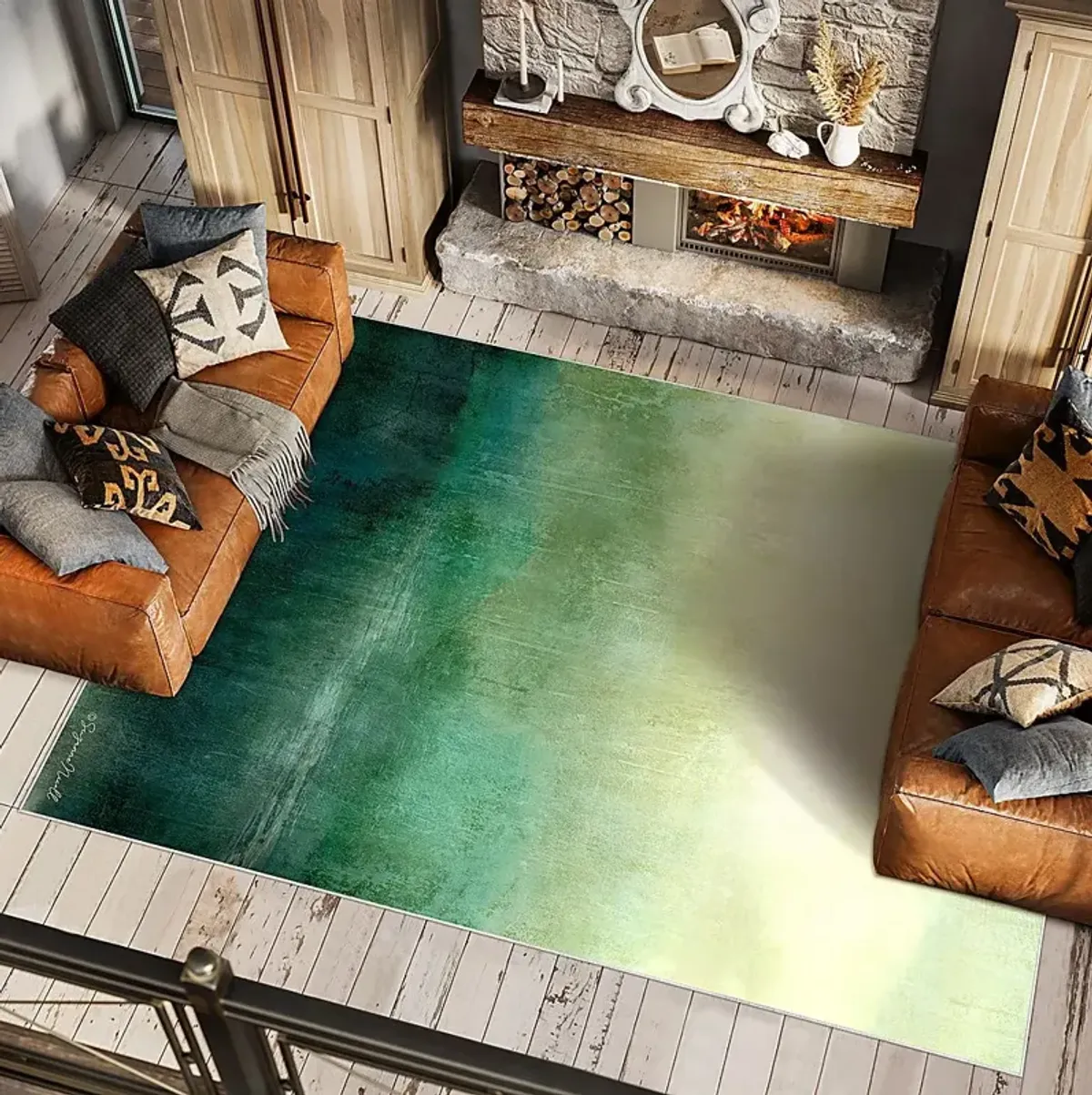 Saulieu Green 7'7 x 10'5 Rug