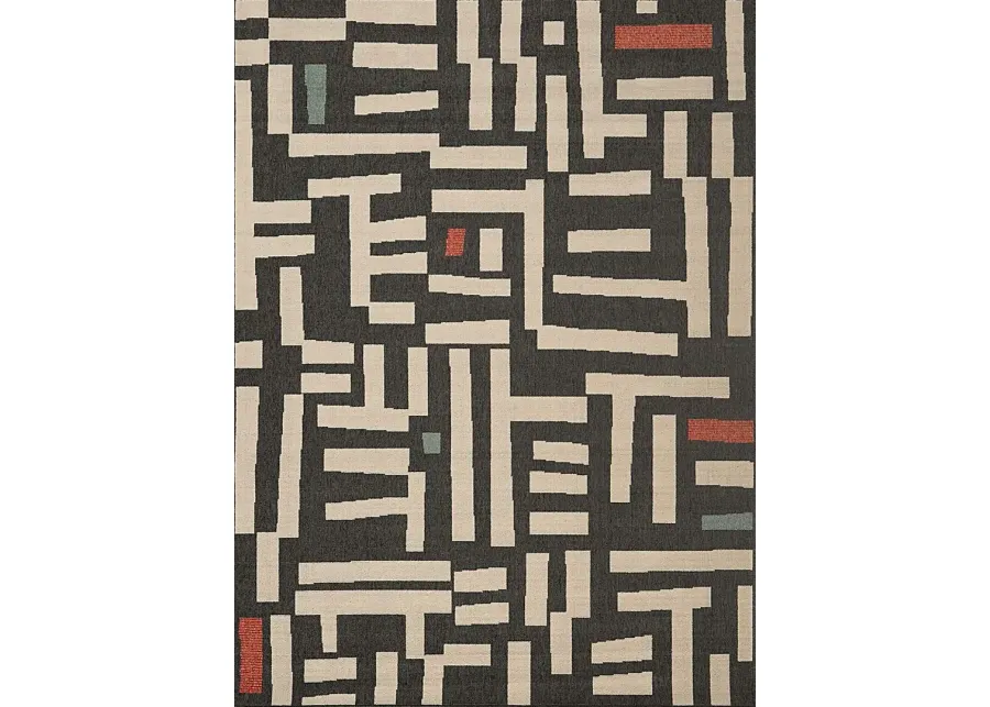 Evette Rios Swanton Black 8' x 9'9 Indoor/Outdoor Rug