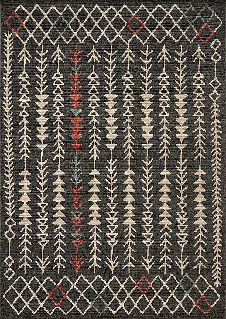 Evette Rios Blackwood Black 8' x 9'9 Indoor/Outdoor Rug