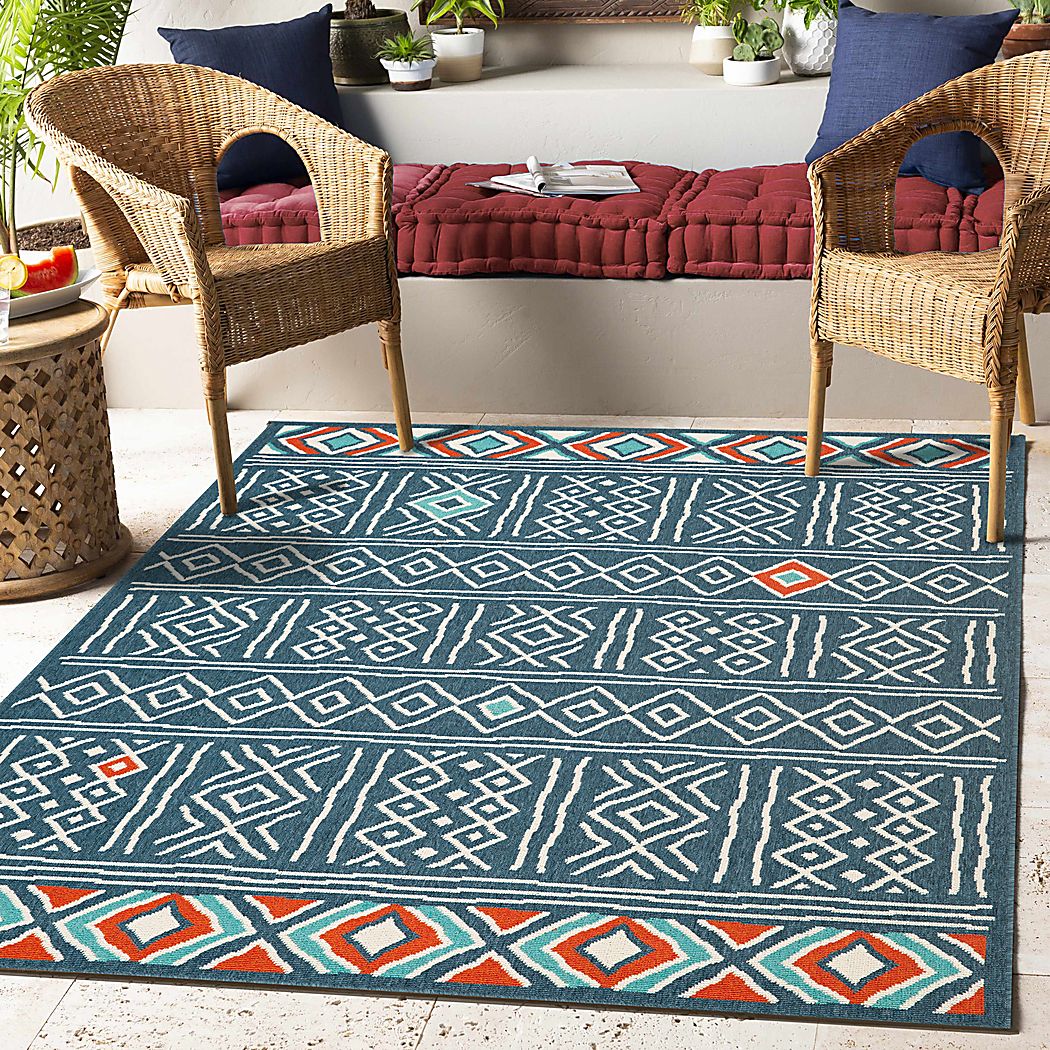 Evette Rios Jaspen Blue 8' x 9'9 Indoor/Outdoor Rug