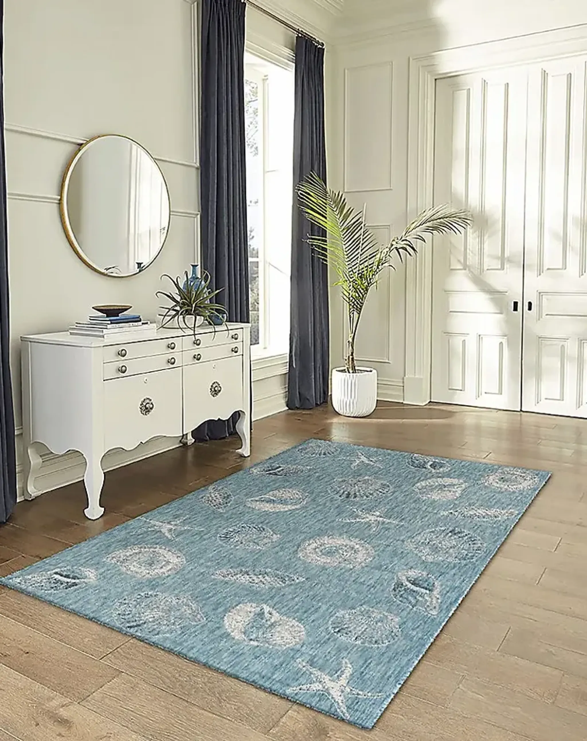 Sandfoot Point Aqua 7'10 x 9'10 Indoor/Outdoor Rug | Furniture.com